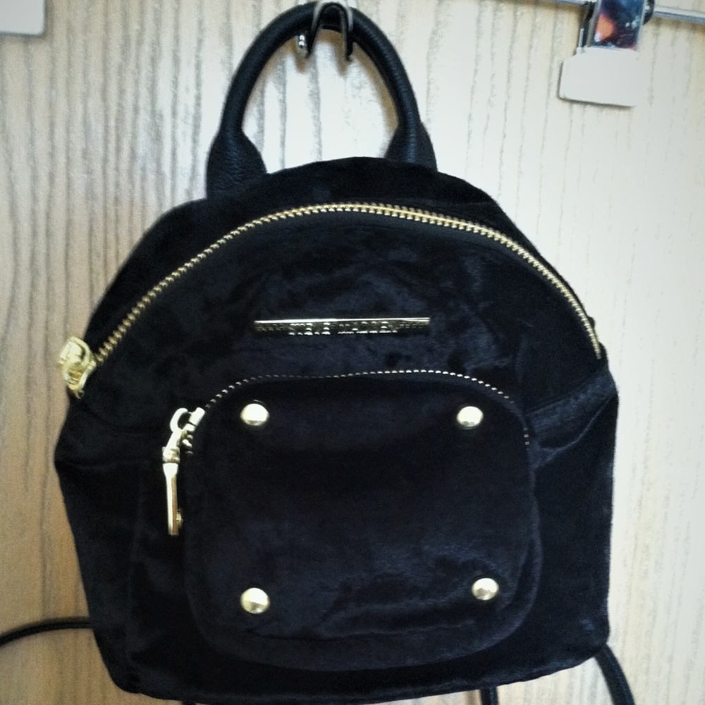 (NWT) Black Velvet Mini Backpack/Eve Bag